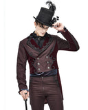 Devil Fashion Stokerton Mens Regency Gothic Tailcoat Jacket - Red
