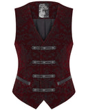 Punk Rave Alcazar Mens Waistcoat Vest - Red Damask