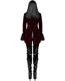 Devil Fashion Athanasius Womens Gothic Tailcoat Jacket - Red & Black Damask