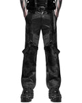 Punk Rave Disruptor Mens Dark Punk Harness Pants - Black Pinstripe