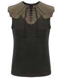 Devil Fashion Corruption Chamber Mens Apocalyptic Armoured Tank Top - Brown