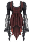 Devil Fashion Womens Gothic Vampire Witch Blouse Tunic Top Dress Red Black Lace