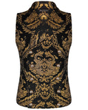 Devil Fashion Cavalier Mens Waistcoat Vest - Black & Gold