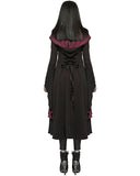 Punk Rave Womens Gothic Lace Applique Cloak Jacket - Black & Red - Extended Size Range