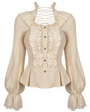 Dark In Love Wildwinde Steampunk Blouse Top - Vintage Off-White