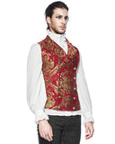 Devil Fashion Cavalier Mens Waistcoat Vest - Red & Gold