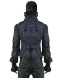 Punk Rave Alcazar Mens Waistcoat Vest - Blue Damask