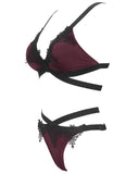 Devil Fashion Two-Piece Gothic Bikini Swimwear Set - Crimson Red & Black