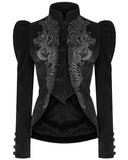 Punk Rave Vesperina Womens Gothic Velvet Riding Jacket - Black