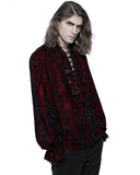 Punk Rave Balthasar Mens Velvet Gothic Vampire Poet Shirt - Red & Black