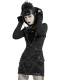 Punk Rave Serpentine Womens Cyberpunk Hooded Bolero - Black