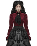 Punk Rave Morgana Womens Gothic Velvet Blouse Top - Red