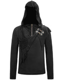 Devil Fashion Mens Apocalyptic Punk Hooded Top Black Dieselpunk Goth Cowl Hoodie