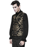 Devil Fashion Cavalier Mens Waistcoat Vest - Black & Gold