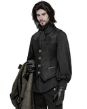 Punk Rave Mens Vest Waistcoat Black Gothic Steampunk Victorian VTG Faux Leather
