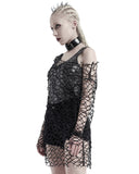 Punk Rave Womens CyberPunk Goth Grunge Sweater Top Black Broken Mesh Net Cut Out