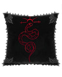 Punk Rave Gothic Home Serpentine Embroidered Filled Cushion - Black & Red