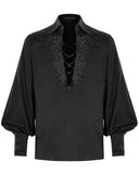 Punk Rave Phineas Mens Regency Gothic Lace Up Poet Shirt