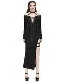 Devil Fashion Womens Hellscorned Long Gothic Split Maxi Dress