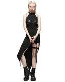 Punk Rave Daily Life Casual Gothic Side Split Suspender Strap Dress