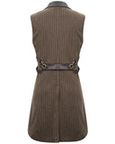 Devil Fashion Elphinstone Mens Long Steampunk Waistcoat Vest - Brown