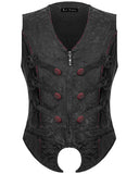 Devil Fashion Vladimyre Gothic Regency Waistcoat Vest - Black & Red