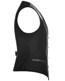 Punk Rave Mens Vest Waistcoat Black Gothic Steampunk Victorian VTG Faux Leather