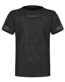 Punk Rave Atompunk Mens Apocalyptic Broken Knit T-Shirt Top