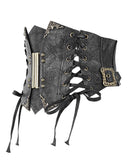 Devil Fashion Philodendron Cincher Corset Belt - Black Faux Leather