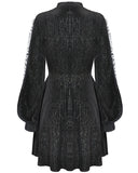 Dark In Love Gothic Lolita Dress Black Velvet Silver Sparkle Polka Dot Crucifix