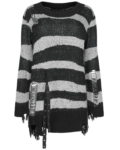 Punk Rave Disanthropy Womens Knit Sweater - Black & White