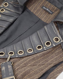 Devil Fashion Elphinstone Mens Long Steampunk Waistcoat Vest - Brown