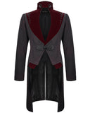 Devil Fashion Arterial Spray Mens Gothic Tailcoat Jacket - Black & Red