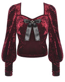 Dark In Love Nightingales Rose Gothic Court Top - Red Velvet