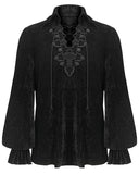 Devil Fashion Mens Gothic Poet Pirate Shirt Top Black Velvet Steampunk Vampire