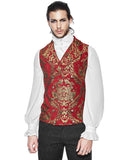 Devil Fashion Cavalier Mens Waistcoat Vest - Red & Gold
