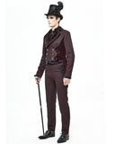 Devil Fashion Stokerton Mens Regency Gothic Tailcoat Jacket - Red