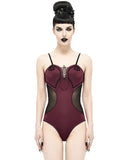Devil Fashion Gothic Burlesque One-Piece Swimsuit - Red & Black