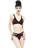 Devil Fashion Two-Piece Gothic Bikini Swimwear Set - Crimson Red & Black