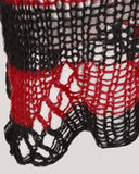 Punk Rave Womens Shredded Broken Knit Sweater Top - Black & Red Stripe