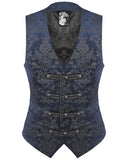 Punk Rave Alcazar Mens Waistcoat Vest - Blue Damask