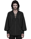 Punk Rave Mens Steampunk Pirate Shirt Top Black Gothic Poet VTG Medieval Lace Up