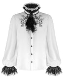 Devil Fashion Calpernicus Mens Gothic Shirt & Cravat - White