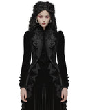 Punk Rave Vesperina Womens Gothic Velvet Riding Jacket - Black