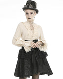 Dark In Love Wildwinde Steampunk Blouse Top - Vintage Off-White