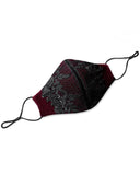Punk Rave Mens Womens Gothic Steampunk Face Cover Mask Red Velvet Black Lace VTG