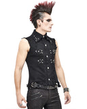 Devil Fashion Mens Apocalyptic Goth Punk Cut Off Biker Waistcoat Vest Top Black