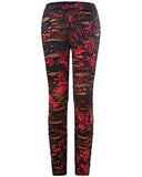 Punk Rave Corrosion Womens Shredded Dieselpunk Leggings - Black & Red