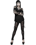 Devil Fashion Womens Sheer Flocked Skull Cameo Leggings