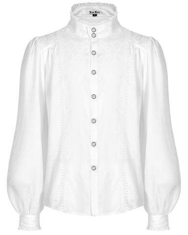 Punk Rave Mens Viserion Dragonscale Jacquard Gothic Dress Shirt - White